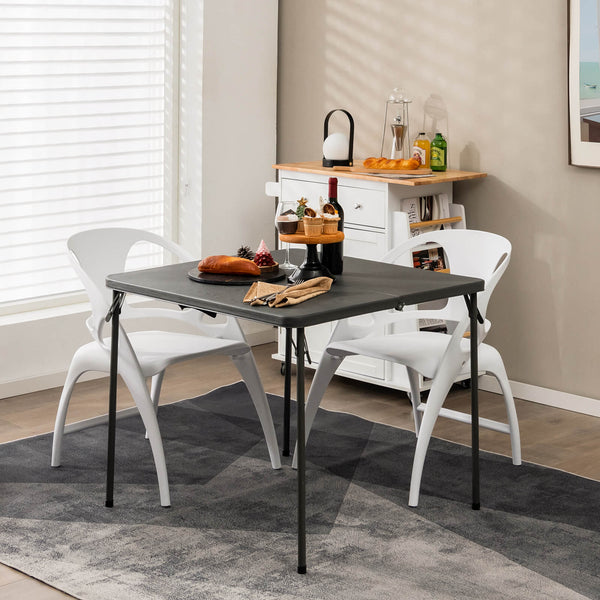 Sturdy steel frame for 330 lbs strong loading capacity<br>Add extra stability due to the reinforced triangular structure <br>Anti-scratch foot pads for floor protection<br>Perfect for outdoor use with rustproof steel surface and all-weather HDPE tabletop<