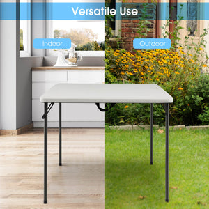 Sturdy steel frame for 330 lbs strong loading capacity<br>Add extra stability due to the reinforced triangular structure <br>Anti-scratch foot pads for floor protection<br>Perfect for outdoor use with rustproof steel surface and all-weather HDPE tabletop<