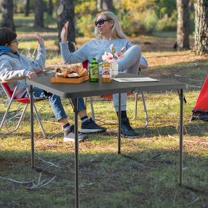Sturdy steel frame for 330 lbs strong loading capacity<br>Add extra stability due to the reinforced triangular structure <br>Anti-scratch foot pads for floor protection<br>Perfect for outdoor use with rustproof steel surface and all-weather HDPE tabletop<