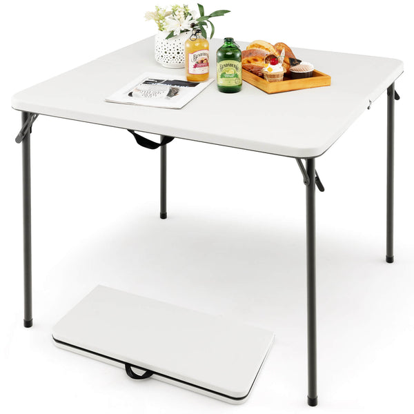 Sturdy steel frame for 330 lbs strong loading capacity<br>Add extra stability due to the reinforced triangular structure <br>Anti-scratch foot pads for floor protection<br>Perfect for outdoor use with rustproof steel surface and all-weather HDPE tabletop<