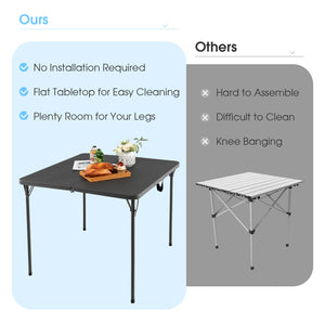 Sturdy steel frame for 330 lbs strong loading capacity<br>Add extra stability due to the reinforced triangular structure <br>Anti-scratch foot pads for floor protection<br>Perfect for outdoor use with rustproof steel surface and all-weather HDPE tabletop<