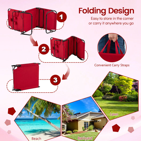 4-position adjustable backrest allows you to sit up  recline  and lay down<br>Safe locking device for firm backrest fixation<br>Powder-coated metal frame with U-shaped legs for extra sturdiness<br>Made of 500D Oxford fabric  wear-resistant and breathable<