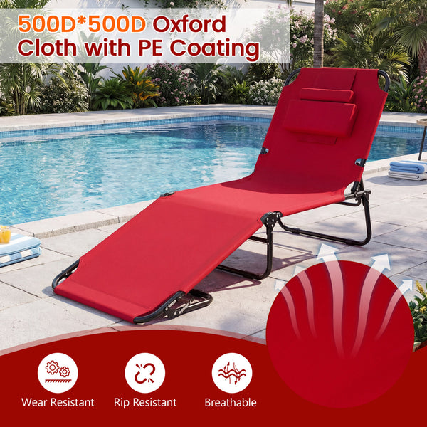4-position adjustable backrest allows you to sit up  recline  and lay down<br>Safe locking device for firm backrest fixation<br>Powder-coated metal frame with U-shaped legs for extra sturdiness<br>Made of 500D Oxford fabric  wear-resistant and breathable<