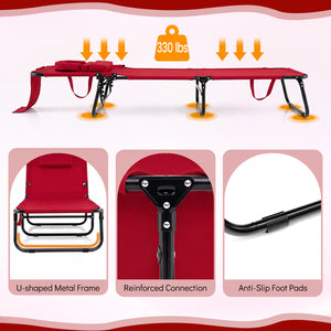 4-position adjustable backrest allows you to sit up  recline  and lay down<br>Safe locking device for firm backrest fixation<br>Powder-coated metal frame with U-shaped legs for extra sturdiness<br>Made of 500D Oxford fabric  wear-resistant and breathable<