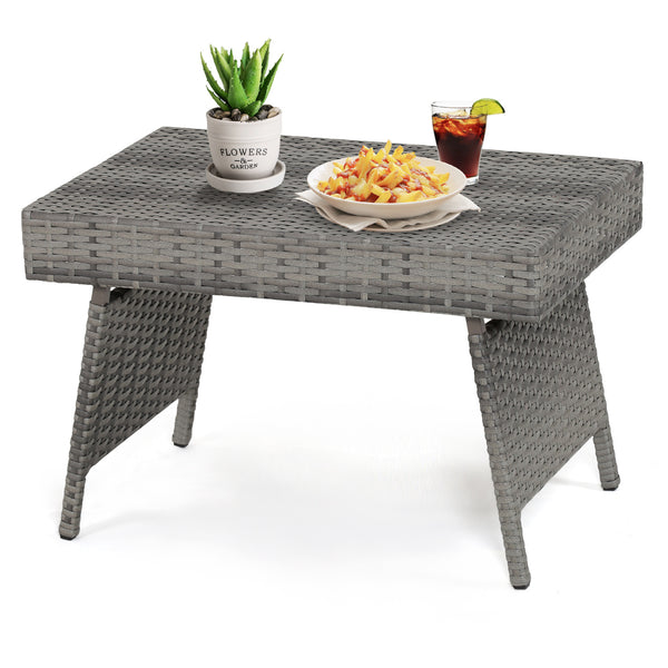 This brown gradient coffee table is made out of durable  weather-resistant resin and an open-weave material  which will not fray and can tolerate high summer temperatures. Â   Their contemporary design and ergonomic comfort are exactly the right combinati