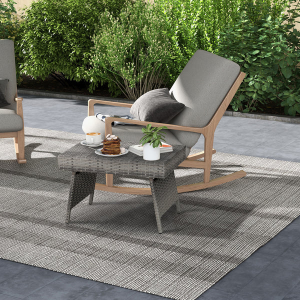 This brown gradient coffee table is made out of durable  weather-resistant resin and an open-weave material  which will not fray and can tolerate high summer temperatures. Â   Their contemporary design and ergonomic comfort are exactly the right combinati