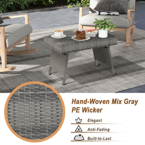 This brown gradient coffee table is made out of durable  weather-resistant resin and an open-weave material  which will not fray and can tolerate high summer temperatures. Â   Their contemporary design and ergonomic comfort are exactly the right combinati