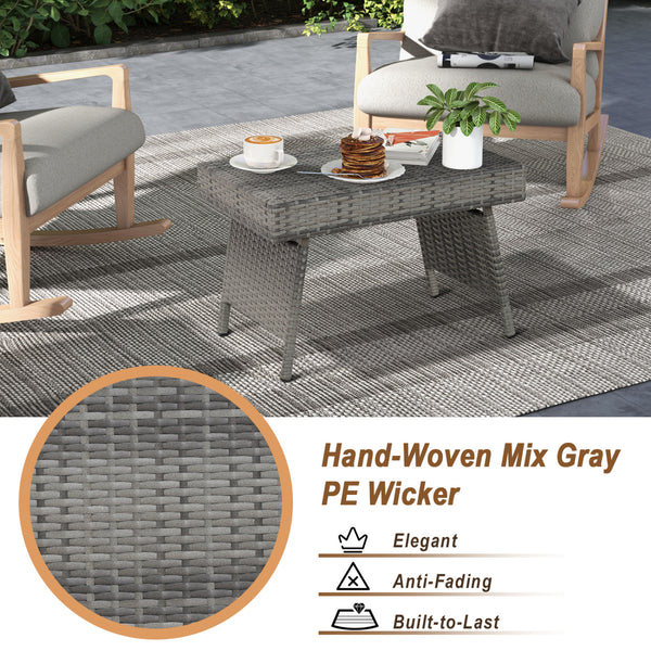 This brown gradient coffee table is made out of durable  weather-resistant resin and an open-weave material  which will not fray and can tolerate high summer temperatures. Â   Their contemporary design and ergonomic comfort are exactly the right combinati
