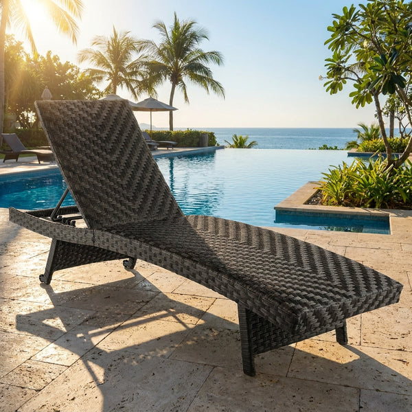 Padded seat with quick dry foam inside for more comfort<br>5 backrest positions meet more of your demands<br>Well-woven PE rattan for more elegance and durability<br>Reinforced metal frame offers strong support<br>Anti-slip footpads improve the overall st
