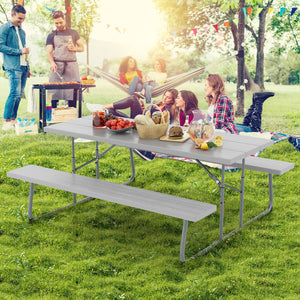 The HDPE tabletop ensures exceptional strength and good weather resistance<br>Features a waterproof surface for easy cleaning  easy to maintain with a damp cloth<br>The 183 cm/6 ft spacious HDPE tabletop provides enough area for food  drinks  and other es