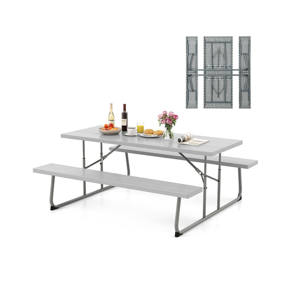 The HDPE tabletop ensures exceptional strength and good weather resistance<br>Features a waterproof surface for easy cleaning  easy to maintain with a damp cloth<br>The 183 cm/6 ft spacious HDPE tabletop provides enough area for food  drinks  and other es