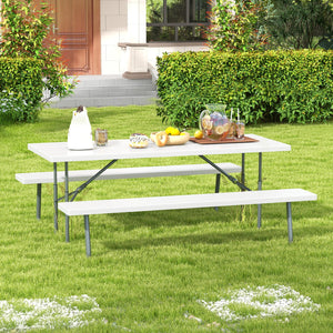 The HDPE tabletop ensures exceptional strength and good weather resistance<br>Features a waterproof surface for easy cleaning  easy to maintain with a damp cloth<br>The 183 cm/6 ft spacious HDPE tabletop provides enough area for food  drinks  and other es