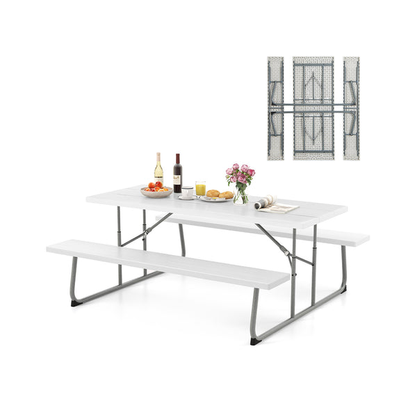 The HDPE tabletop ensures exceptional strength and good weather resistance<br>Features a waterproof surface for easy cleaning  easy to maintain with a damp cloth<br>The 183 cm/6 ft spacious HDPE tabletop provides enough area for food  drinks  and other es