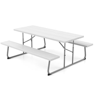 The HDPE tabletop ensures exceptional strength and good weather resistance<br>Features a waterproof surface for easy cleaning  easy to maintain with a damp cloth<br>The 183 cm/6 ft spacious HDPE tabletop provides enough area for food  drinks  and other es