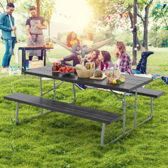 The HDPE tabletop ensures exceptional strength and good weather resistance<br>Features a waterproof surface for easy cleaning  easy to maintain with a damp cloth<br>The 183 cm/6 ft spacious HDPE tabletop provides enough area for food  drinks  and other es