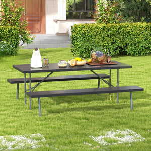 The HDPE tabletop ensures exceptional strength and good weather resistance<br>Features a waterproof surface for easy cleaning  easy to maintain with a damp cloth<br>The 183 cm/6 ft spacious HDPE tabletop provides enough area for food  drinks  and other es