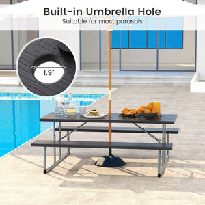 The HDPE tabletop ensures exceptional strength and good weather resistance<br>Features a waterproof surface for easy cleaning  easy to maintain with a damp cloth<br>The 183 cm/6 ft spacious HDPE tabletop provides enough area for food  drinks  and other es
