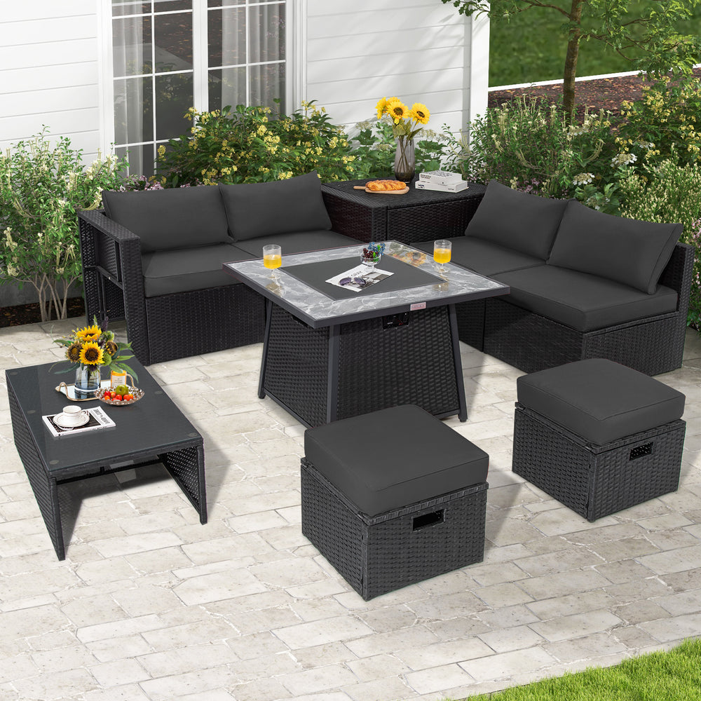 Deliver in 5 boxes  may arrive on the different days(White/Turquoise/Black)<br>Deliver in 4 boxes  may arrive on the different days(Gray/Red/Navy) <br>2 bags of screws are packed in the different boxes (1 bag of screws in the fire pit table box and anothe