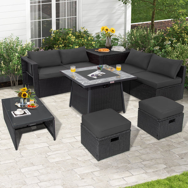 Deliver in 5 boxes  may arrive on the different days(White/Turquoise/Black)<br>Deliver in 4 boxes  may arrive on the different days(Gray/Red/Navy) <br>2 bags of screws are packed in the different boxes (1 bag of screws in the fire pit table box and anothe