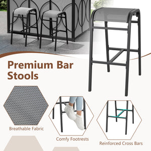 Innovative double roof design for superior ventilation<br>Sun-proof and water-proof canopy fabric for long time outdoor use<br>2 stools can be stored under the bar table for easy storage<br>Versatile for backyards  patios  and poolside settings<br>Wide te