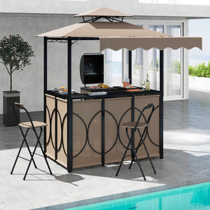 Comes with a side awning  offer extra shade coverage and protection<br>The awning is controlled by hydraulic rods for ease of expansion and retraction<br>The double-tiered roof design promotes airflow and increases stability<br>The canopy is drizzle-resis