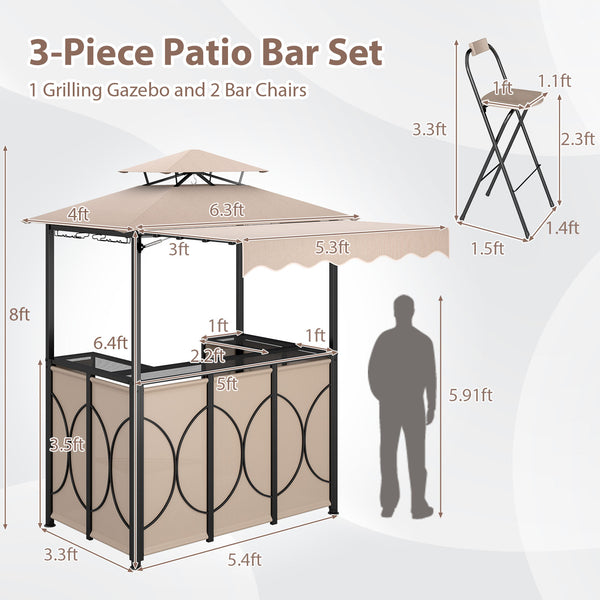 Comes with a side awning  offer extra shade coverage and protection<br>The awning is controlled by hydraulic rods for ease of expansion and retraction<br>The double-tiered roof design promotes airflow and increases stability<br>The canopy is drizzle-resis