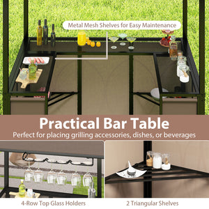 Comes with a side awning  offer extra shade coverage and protection<br>The awning is controlled by hydraulic rods for ease of expansion and retraction<br>The double-tiered roof design promotes airflow and increases stability<br>The canopy is drizzle-resis
