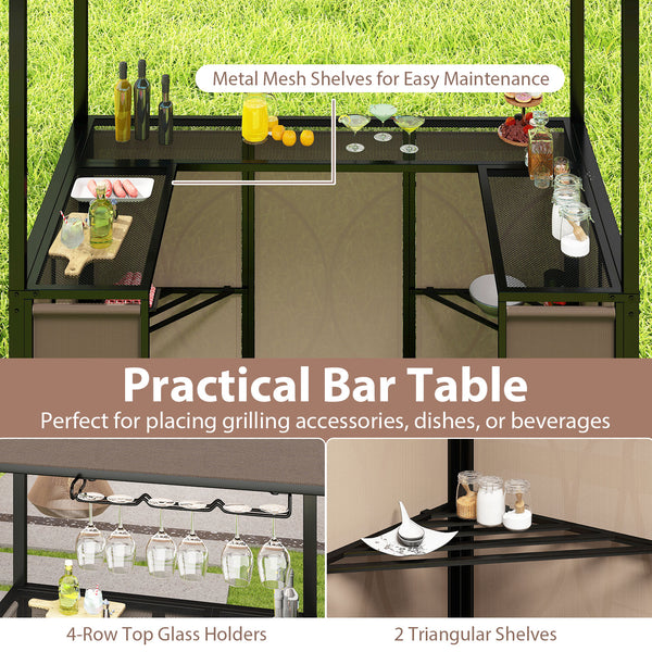 Comes with a side awning  offer extra shade coverage and protection<br>The awning is controlled by hydraulic rods for ease of expansion and retraction<br>The double-tiered roof design promotes airflow and increases stability<br>The canopy is drizzle-resis