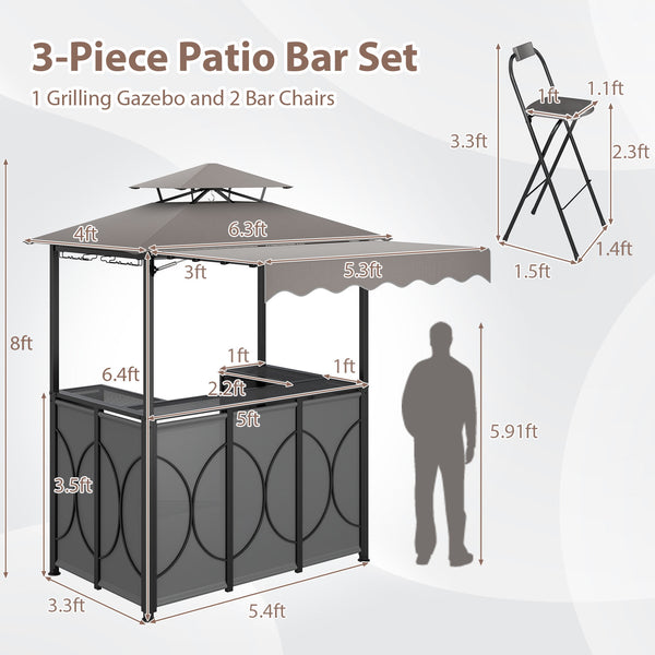 Comes with a side awning  offer extra shade coverage and protection<br>The awning is controlled by hydraulic rods for ease of expansion and retraction<br>The double-tiered roof design promotes airflow and increases stability<br>The canopy is drizzle-resis