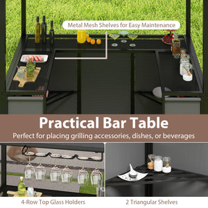Comes with a side awning  offer extra shade coverage and protection<br>The awning is controlled by hydraulic rods for ease of expansion and retraction<br>The double-tiered roof design promotes airflow and increases stability<br>The canopy is drizzle-resis