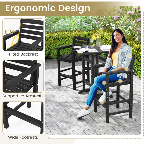 Made of high-quality HDPE for prolonged service life<br>Reinforced crossbars for added stability<br>Stainless steel screws for firm connection and longer using time<br>Cozy to sit with inclined backrest  wide armrests and footrest<br>Slatted seat is breat