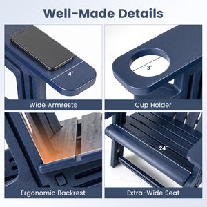Built to last with weather-resistant HDPE material<br>Features realistic wood-like surface that is anti-fading<br>Smooth surface that is simple to clean<br>Needs minimal maintenance compared to wood chairs required maintenance<br>Fits to the body curve wi