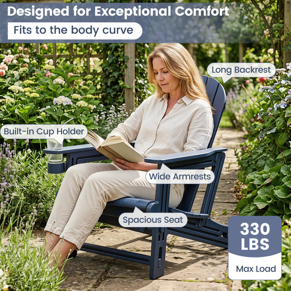 Built to last with weather-resistant HDPE material<br>Features realistic wood-like surface that is anti-fading<br>Smooth surface that is simple to clean<br>Needs minimal maintenance compared to wood chairs required maintenance<br>Fits to the body curve wi