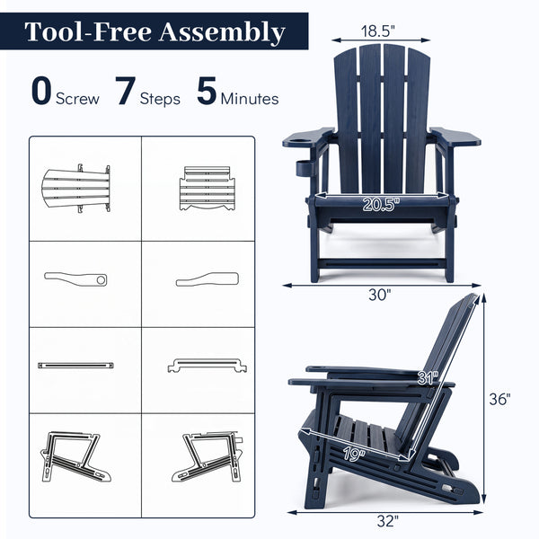 Â Made from high-quality HDPE material for reliable all-season outdoor use<br>Â Realistic wood grain add a natural touch to your outdoor space<br>Â High weight capacity of 550 lbs/250 kg supports most users<br>Â Tool-free assembly with 0 screw involved<br