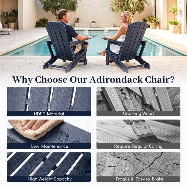 Â Made from high-quality HDPE material for reliable all-season outdoor use<br>Â Realistic wood grain add a natural touch to your outdoor space<br>Â High weight capacity of 550 lbs/250 kg supports most users<br>Â Tool-free assembly with 0 screw involved<br