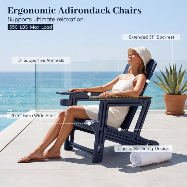 Â Made from high-quality HDPE material for reliable all-season outdoor use<br>Â Realistic wood grain add a natural touch to your outdoor space<br>Â High weight capacity of 550 lbs/250 kg supports most users<br>Â Tool-free assembly with 0 screw involved<br