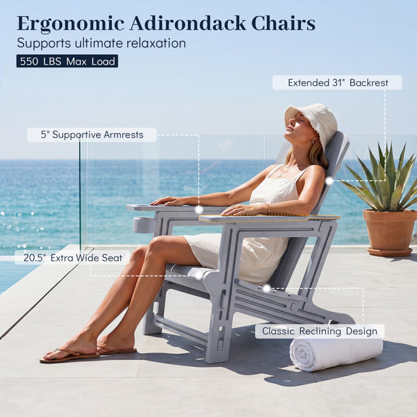Â Made from high-quality HDPE material for reliable all-season outdoor use<br>Â Realistic wood grain add a natural touch to your outdoor space<br>Â High weight capacity of 550 lbs/250 kg supports most users<br>Â Tool-free assembly with 0 screw involved<br