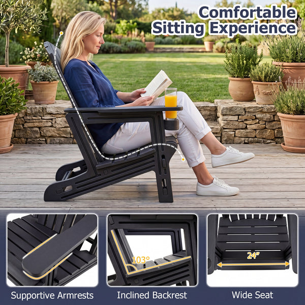 Built to last with weather-resistant HDPE material<br>Features realistic wood-like surface that is anti-fading<br>Smooth surface that is simple to clean<br>Needs minimal maintenance compared to wood chairs required maintenance<br>Fits to the body curve wi
