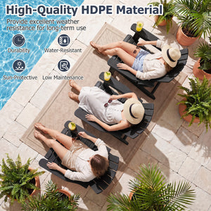Premium HDPE material provides excellent weather resistance for long-term use<br>Realistic wood grain texture for a natural outdoor appearance<br>The reliable structure supports up to 330 lbs weight capacity<br>103Â° inclined backrest for enhanced support