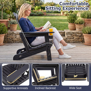 Premium HDPE material provides excellent weather resistance for long-term use<br>Realistic wood grain texture for a natural outdoor appearance<br>The reliable structure supports up to 330 lbs weight capacity<br>103Â° inclined backrest for enhanced support