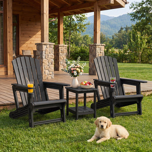 Premium HDPE material provides excellent weather resistance for long-term use<br>Realistic wood grain texture for a natural outdoor appearance<br>The reliable structure supports up to 330 lbs weight capacity<br>103Â° inclined backrest for enhanced support