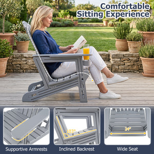 Premium HDPE material provides excellent weather resistance for long-term use<br>Realistic wood grain texture for a natural outdoor appearance<br>The reliable structure supports up to 330 lbs weight capacity<br>103Â° inclined backrest for enhanced support