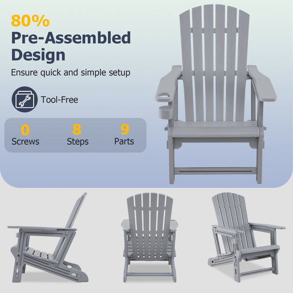Premium HDPE material provides excellent weather resistance for long-term use<br>Realistic wood grain texture for a natural outdoor appearance<br>The reliable structure supports up to 330 lbs weight capacity<br>103Â° inclined backrest for enhanced support