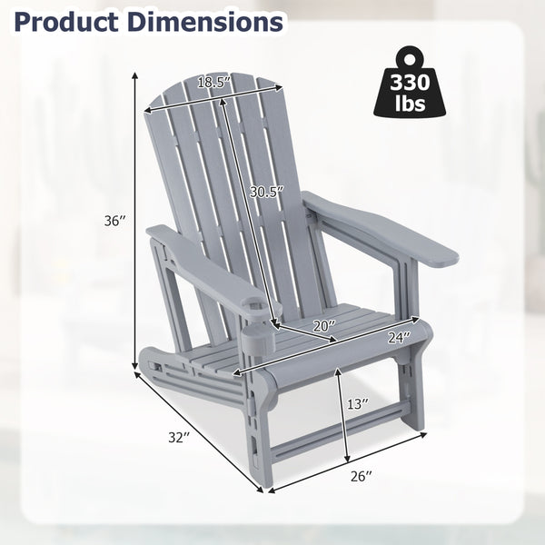 Premium HDPE material provides excellent weather resistance for long-term use<br>Realistic wood grain texture for a natural outdoor appearance<br>The reliable structure supports up to 330 lbs weight capacity<br>103Â° inclined backrest for enhanced support
