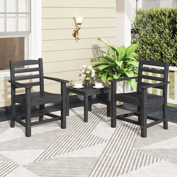 Constructed of premium HDPE material that is easy-to-maintain and anti-cracking<br>High backrest offers optimal relaxation for your back and waist<br>Contoured seat alleviates pressure points and promotes proper posture<br>3.3" wide armrests are perfect f