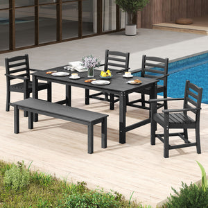Constructed of premium HDPE material that is easy-to-maintain and anti-cracking<br>High backrest offers optimal relaxation for your back and waist<br>Contoured seat alleviates pressure points and promotes proper posture<br>3.3" wide armrests are perfect f