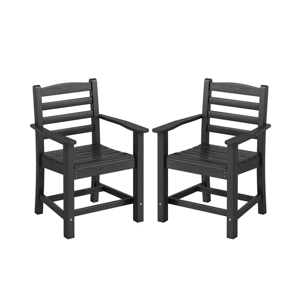 Constructed of premium HDPE material that is easy-to-maintain and anti-cracking<br>High backrest offers optimal relaxation for your back and waist<br>Contoured seat alleviates pressure points and promotes proper posture<br>3.3" wide armrests are perfect f
