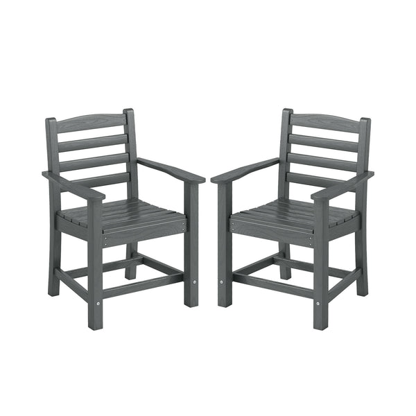 Constructed of premium HDPE material that is easy-to-maintain and anti-cracking<br>High backrest offers optimal relaxation for your back and waist<br>Contoured seat alleviates pressure points and promotes proper posture<br>3.3" wide armrests are perfect f