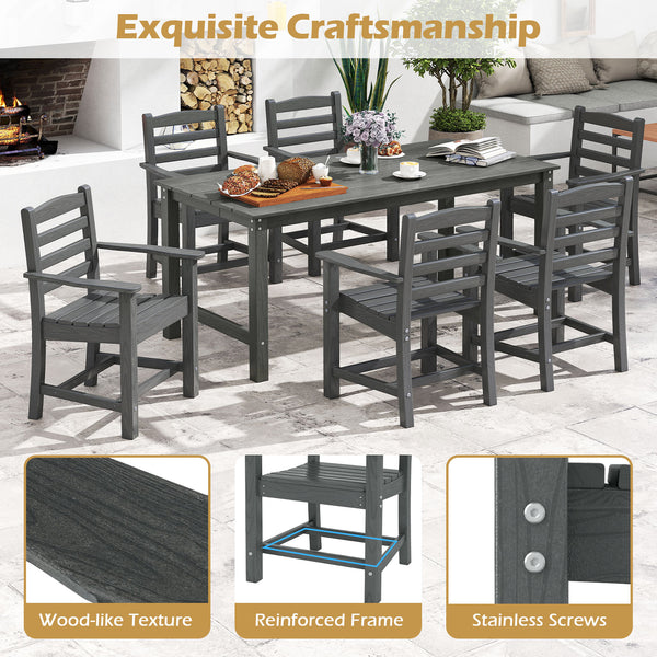 Constructed of premium HDPE material that is easy-to-maintain and anti-cracking<br>High backrest offers optimal relaxation for your back and waist<br>Contoured seat alleviates pressure points and promotes proper posture<br>3.3" wide armrests are perfect f