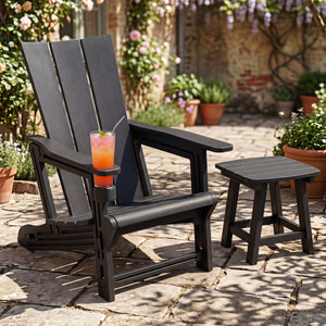 Curved backrest offers enhanced support for your back and shoulders<br>With wide armrests for added comfort and support<br>Built-in cup holder keeps your drink within easy reach<br>HDPE material is sun-protective  fade-resistant  waterproof  built to last